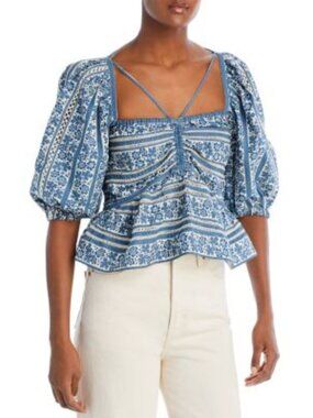 Arlo Print Puff Sleeve Top Sea NY